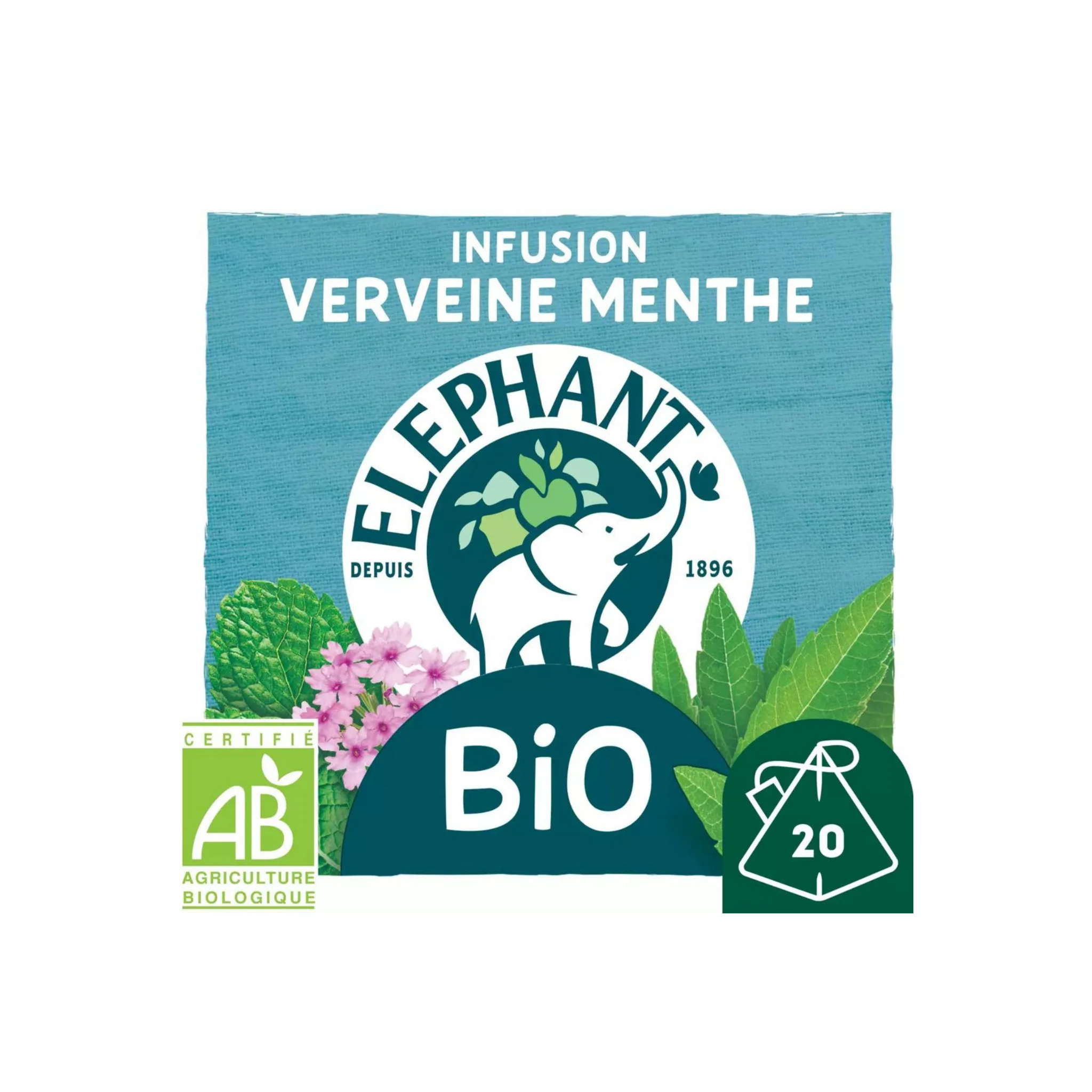 ELEPHANT Infusion verveine menthe, bio 20 sachets 26g -F122