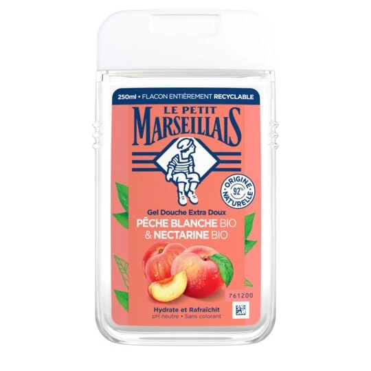 LE PETIT MARSEILLAIS Gel douche Pêche bio & Nectarine bio 250ml -J124