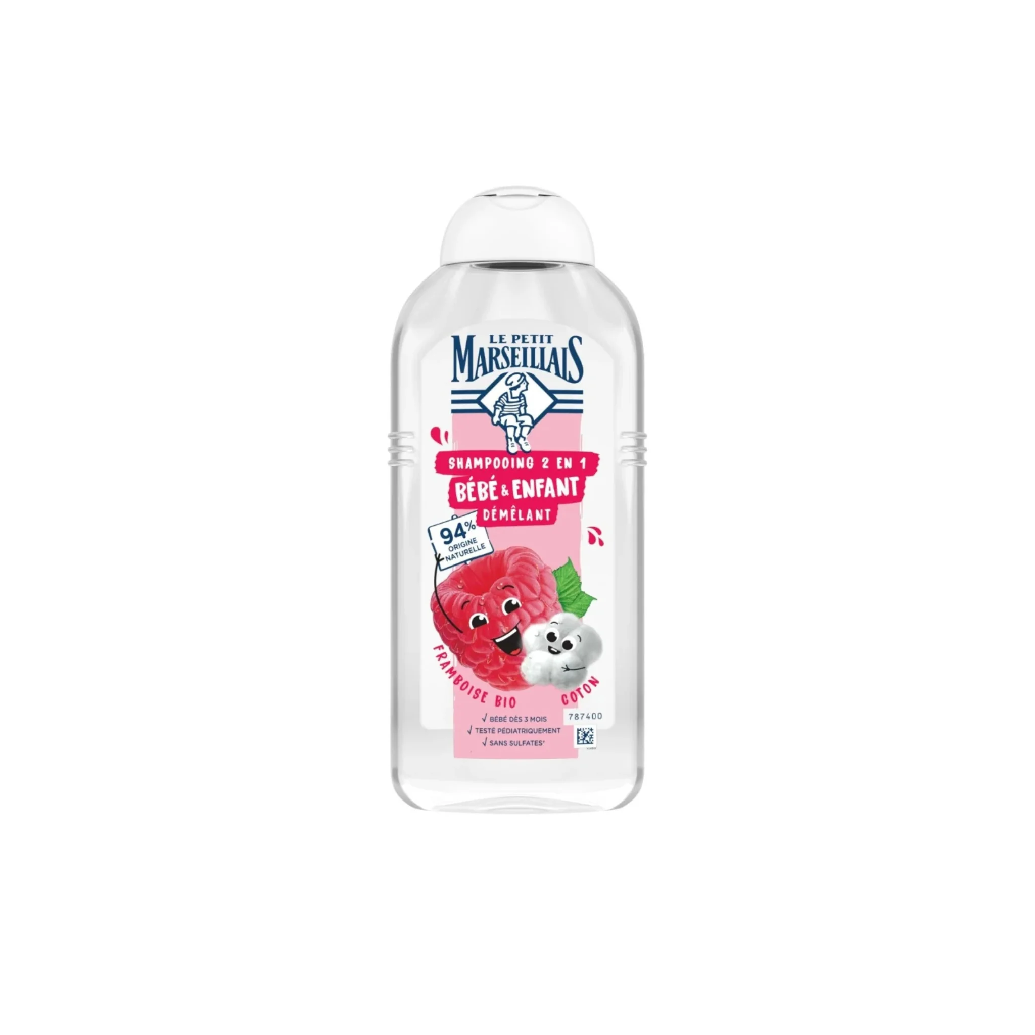 LE PETIT MARSEILLAIS Shampooing 2 En 1 Bébé & Enfant Démêlant Framboise Bio Coton 300ml -J64