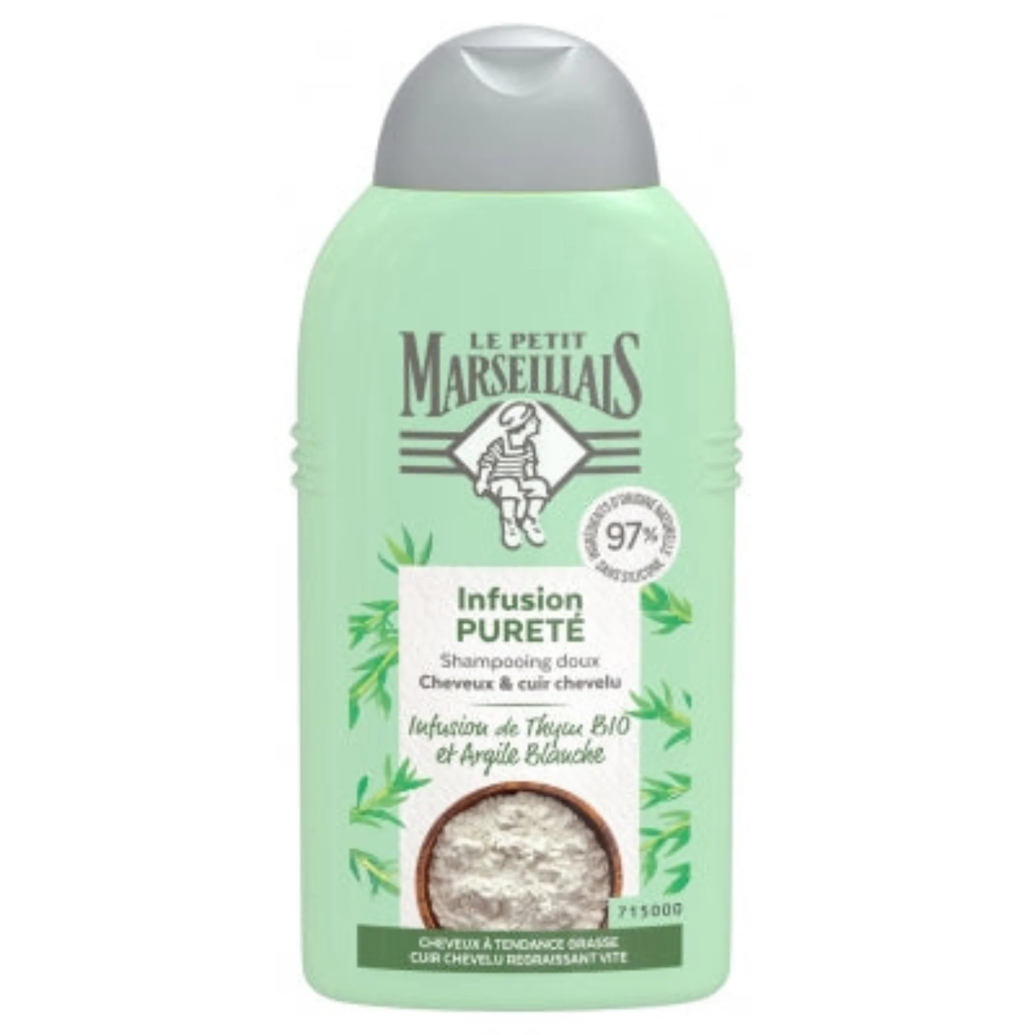 LE PETIT MARSELLAIS Shampooing infusion thym argile blanche Bio 250ml -J24