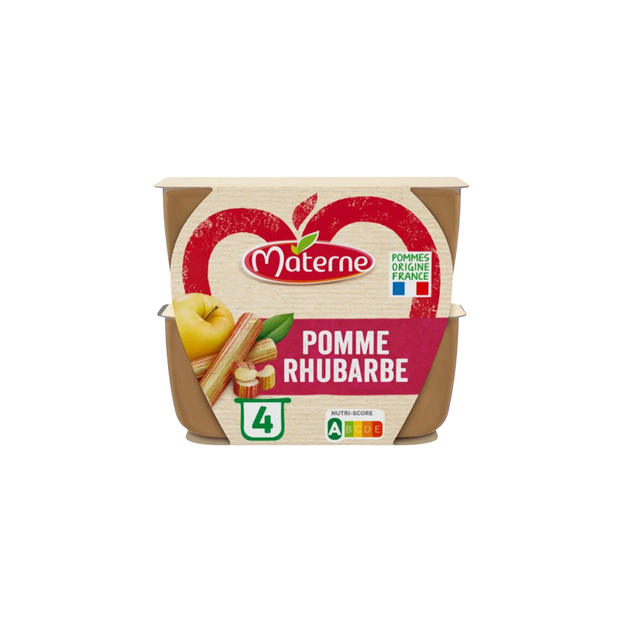 MATERNE Compote pomme rhubarbe allegée en sucre 4x100g -D51