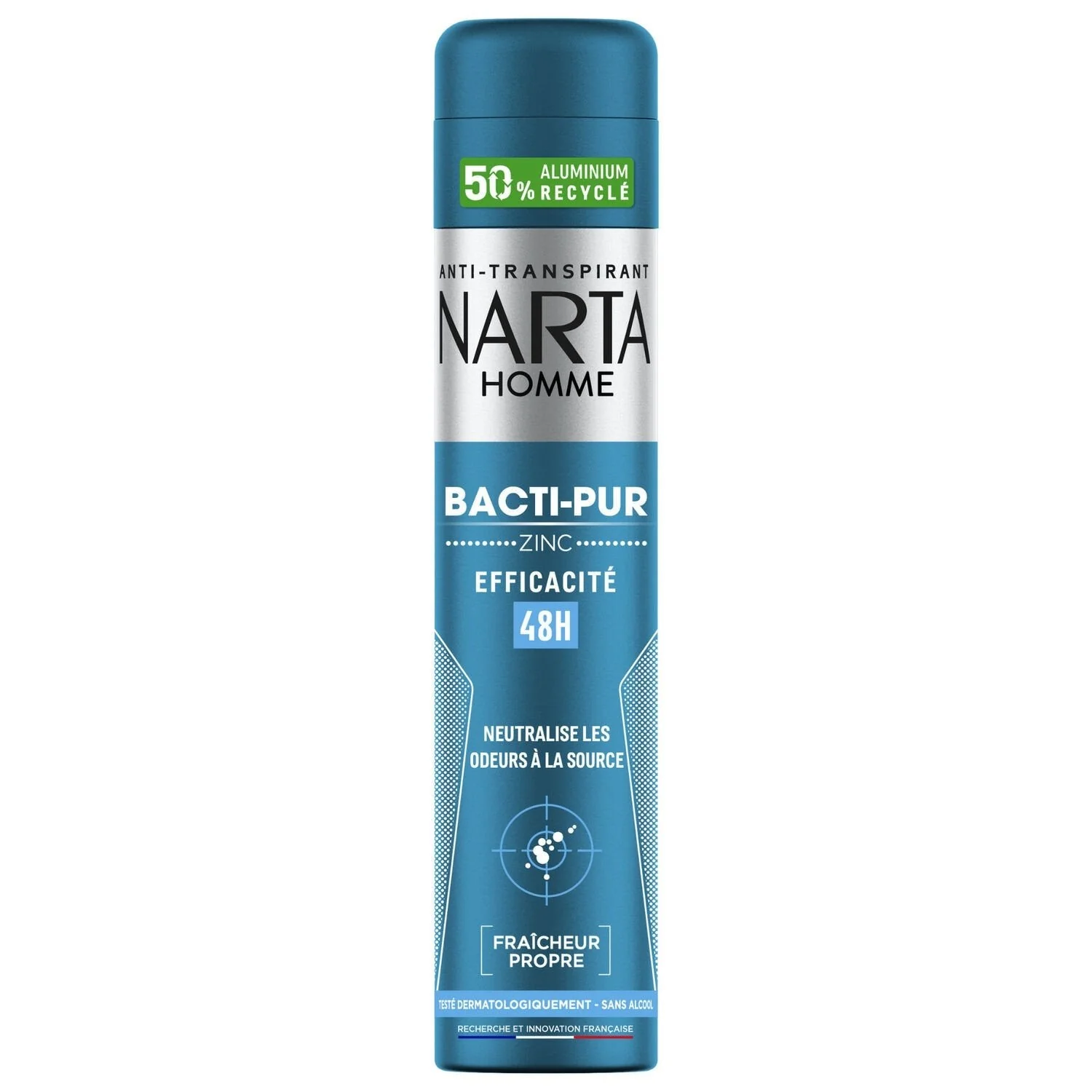 NARTA Déodorant Homme BactiPur au Zinc 48H 200ml -K10