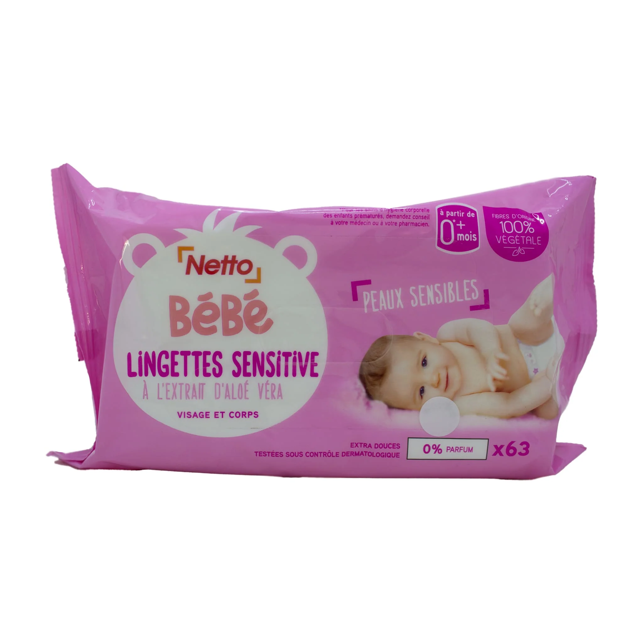 NETTO Lingettes Bébé Sensitive 63x4g -J32